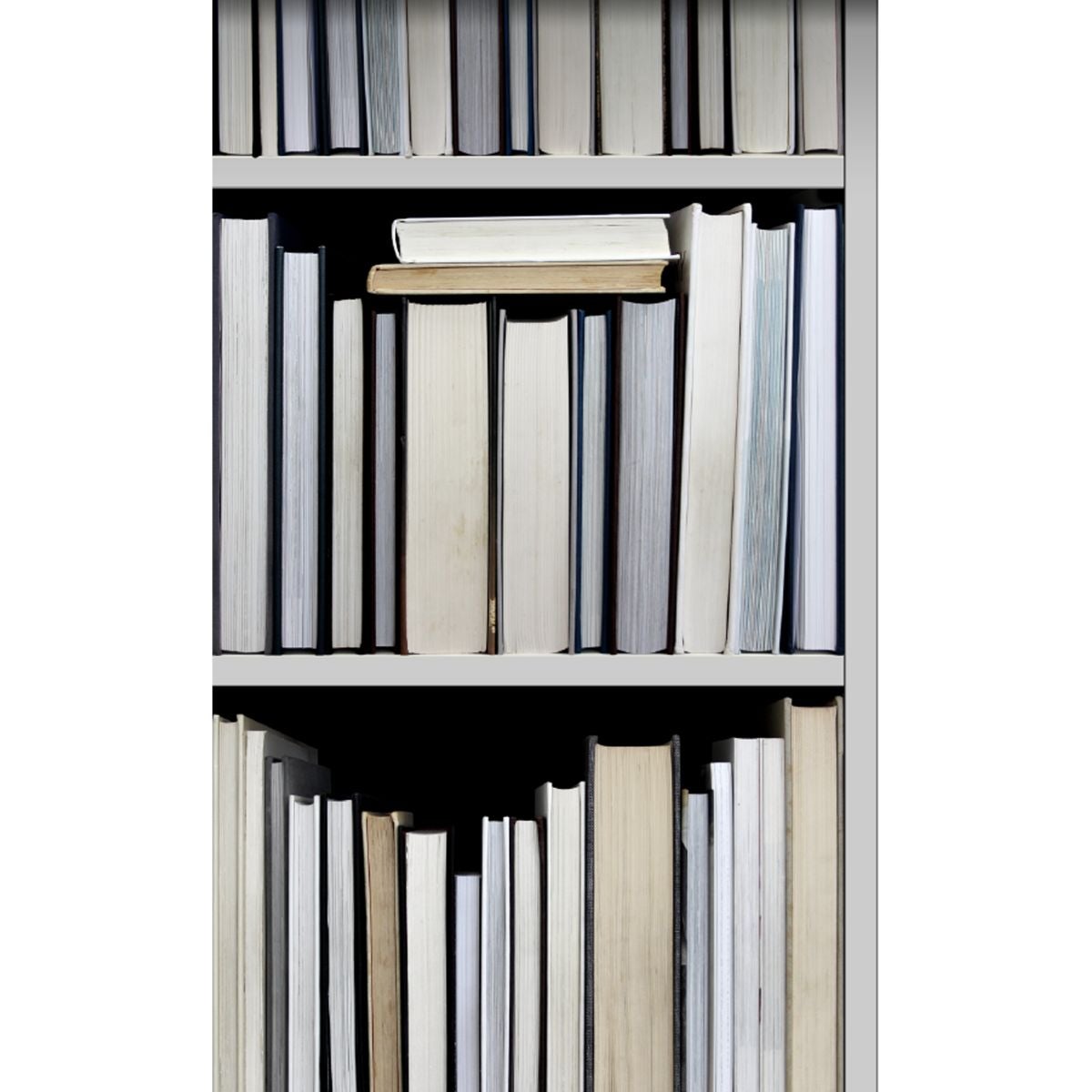 ESTAhome XXL-Vliestapete Bücherregal Schwarz, Grau, Beige und Weiß - 50 x 900 cm - 158205