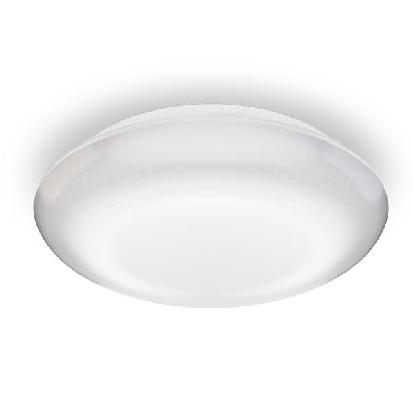 Runde LED Deckenleuchte mit Wabenmuster Struktur für gleichmäßige Raumausleuchtung.