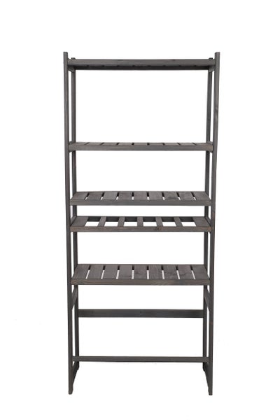 PROREGAL Getränkekisten- & Weinregal SPREEWALD HxBxT 163x70x33cm 6 Flaschen auf 1 Ebene + 1 Ebene für Kisten + 4 Ablagen Massives Kiefernholz Grau geölt