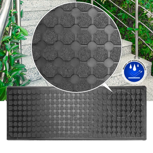 BigDean 3 Stück Stufenmatten aus Gummi – 75 x 25 cm – Outdoor Treppenstufenmatten – Anti Rutsch Gummimatten Wild Design