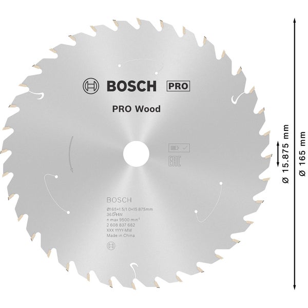 Bosch PRO Wood cordless Blatt für Kreissägen 165 x 1,5 x 15,875 mm - 2608837682
