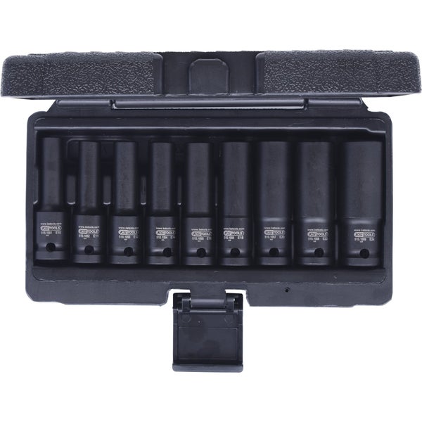 KS Tools Logo Werkzeugsatz mit verschiedenen Steckschlüsseln in einem schwarzen Koffer