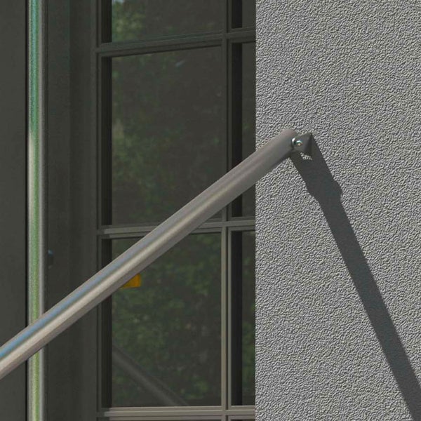 Dolle Edelstahl- Eingangsgeländer zur Bodenmontage Handlauf rund 1,5m lang mit 1 Pfosten rund