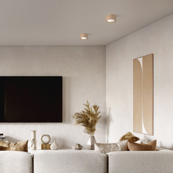 Wohnzimmer mit Deckenleuchten und Dekoration