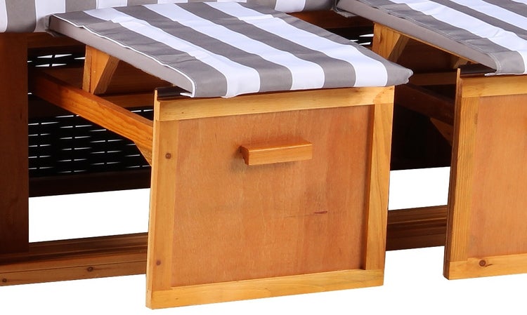 Strandkorb Baltic PE schwarz Dessin Grau Weiss