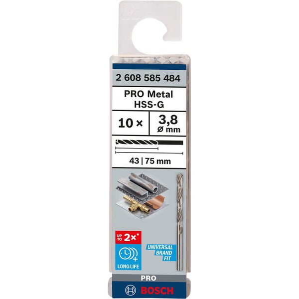 Bosch PRO Metal HSS-G Spiralbohrer 3,8 x 43 x 75 mm - 2608585484