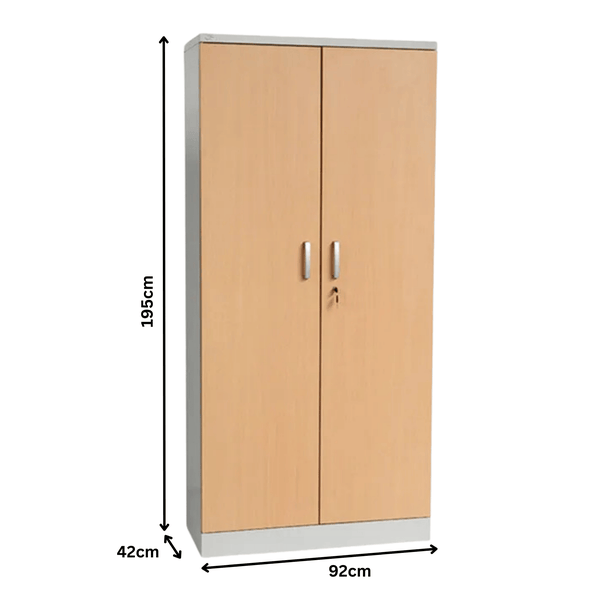 PROREGAL Aktenschrank Beetle 4 Fachböden HxBxT 195 x 92 x 42 cm Grau & Buche