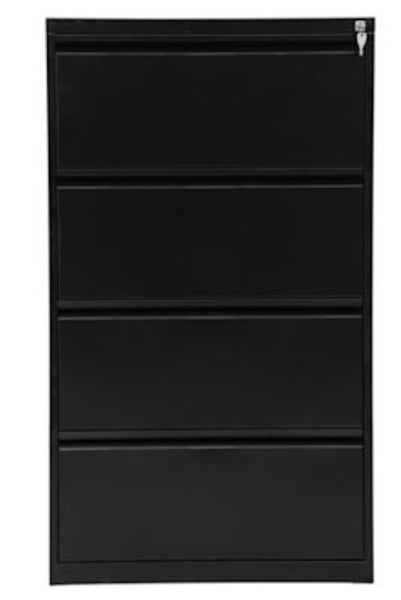 PROREGAL Hängeregistraturschrank 4 Schubladen Mare HxBxT 132 x 76 x 62 cm Schwarz
