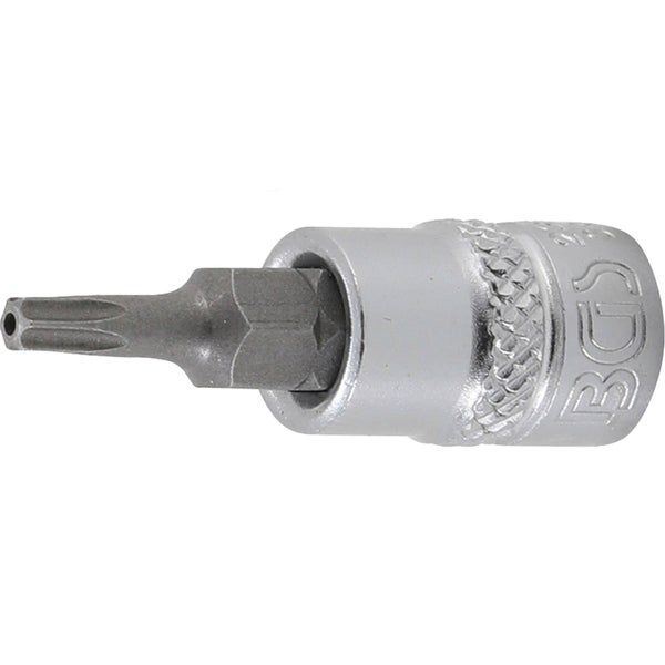 BGS Bit-Einsatz Antrieb Innenvierkant 6,3 mm (1/4) T-Profil (für Torx) mit Bohrung T15 - 2358