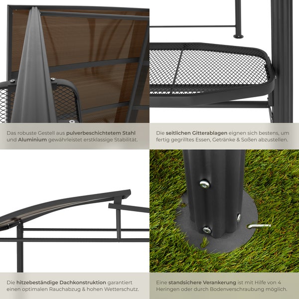 Grillpavillon tectake Asado gute Luftzirkulation 240 x 150 x 234 cm
