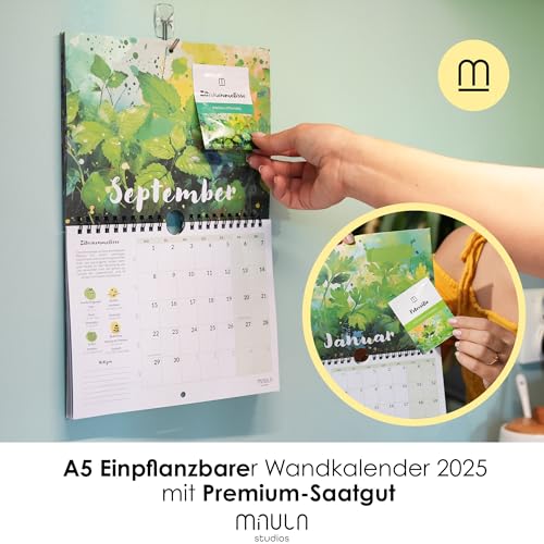 Pflanzbarer Kalender A4 und A5 2025 mit Saatguttüten und Gartenhandschuhen