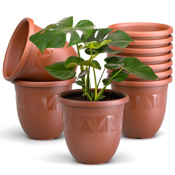 Plastard Übertopf 10er-Set Ø 18 x 15 cm – Terrakotta | Stilvolle Pflanzgefäße für Haus und Garten