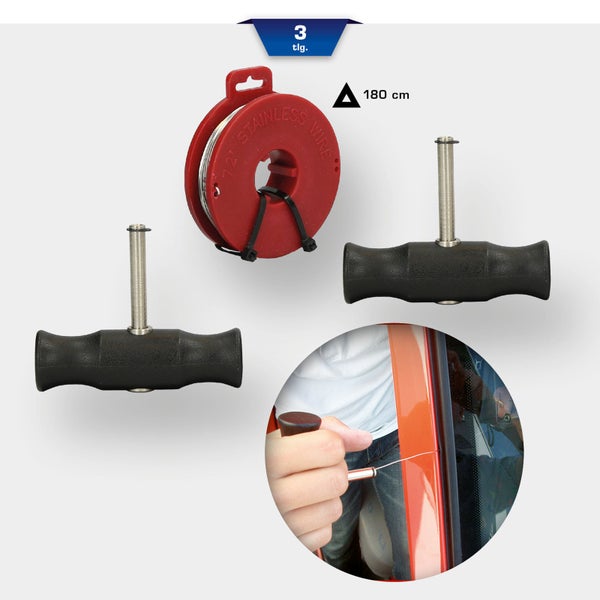 Ein 3-teiliges Werkzeugset mit einem 180 Zentimeter langen Edelstahldraht für Autoreparaturen
