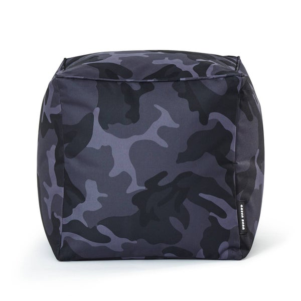 Green Bean Sitzsack-Hocker 40x40x40cm mit EPS-Perlen Füllung - Fußhocker Fußkissen Sitz-Pouf für Sitzsäcke - Bodenkissen für Kinder und Erwachsene - Fußablage Sitzkissen Sitzhocker Camouflage Schwarz
