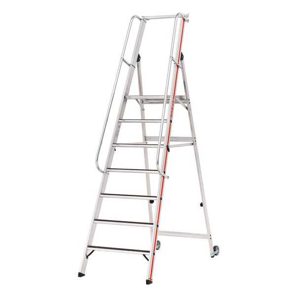 Aluminium Stufenleiter mit sechs Stufen und Handlauf