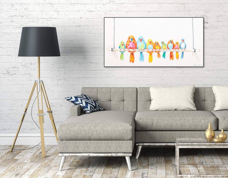Handgemaltes Gemälde Acrylfarbe 120x60cm Bunt