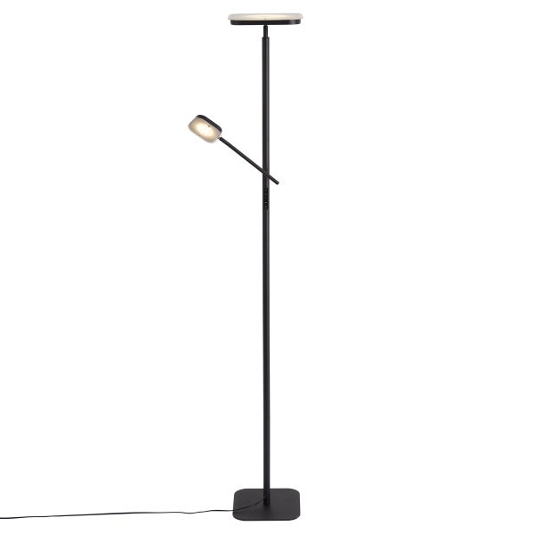 Moderne LED Deckenfluter Stehleuchte mit Leselicht für eine vielseitige Wohnraumbeleuchtung.