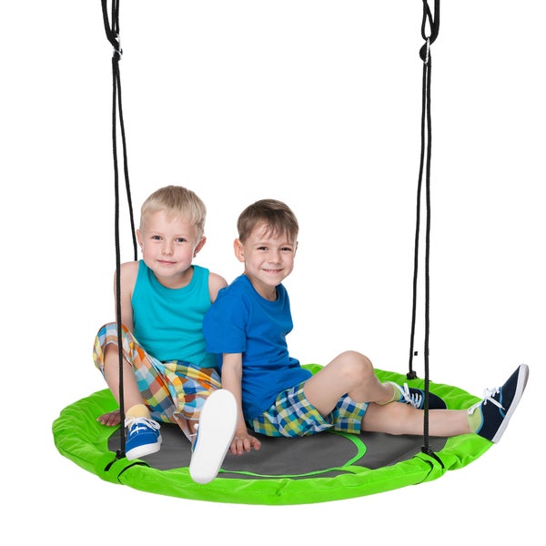 Outsunny Nestschaukel Ø110 cm, Hängeschaukel bis 100 kg, verstellbar Kinderschaukel, Kinderschaukel Garten-Schaukel Tellerschaukel für 3-12 Jahre Kinder, Grün
