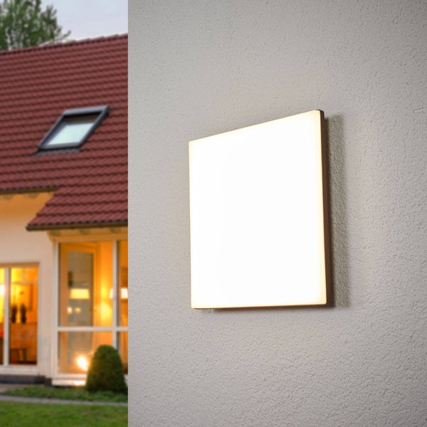 Lucande LED Deckenleuchten Henni mit Bewegungsmelder (Modern) in Alu (1 flammig, ) - Außenleuchte für Garten Terasse Balkon & Haus Deckenleuchte