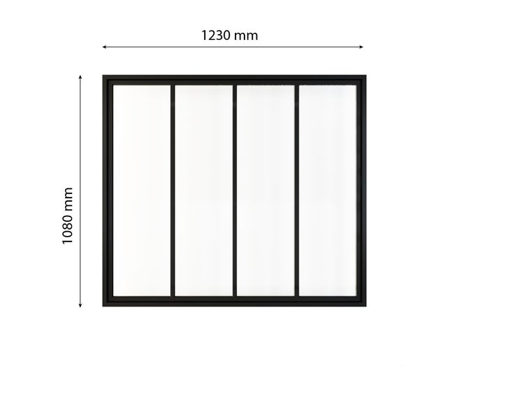 Innenfenster Glaswand Industriestil 1230x1080mm  klar schwarz