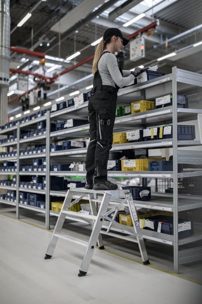 PROREGAL Klapppodest Einseitig Begehbar 2 Stufen Nivello Leiterschuhe Aluminium