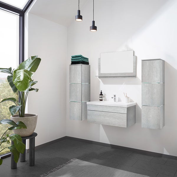 Home Deluxe - Badmöbel-Set - WANGEROOGE BIG Grau - X-Large - inkl. Waschbecken und komplettem Zubehör - Breite Waschbecken: ca. 60 cm | Badezimmermöbel Waschtisch Badmöbelset