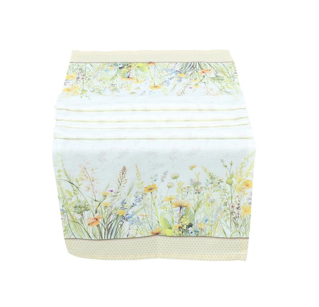 FRANK FLECHTWAREN|Tischläufer Strahlende Blüten, 40 x 140 cm, BAUMWOLLE, POLYESTER