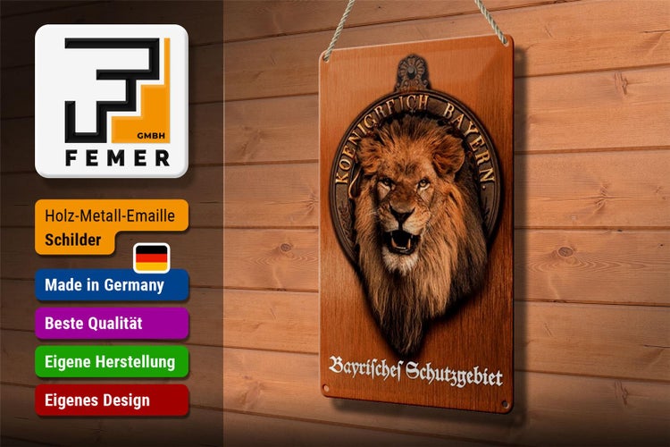 Blechschild Spruch 20x30cm Königreich Bayern Löwe