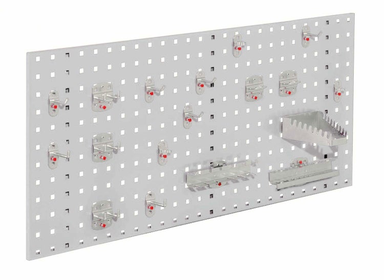 Kappes ®RasterPlan Einsteigerset #6 1x Lochplatte 1000x450mm 1x Werkzeughaltersortiment 18-teilig Lichtgrau RAL 7035