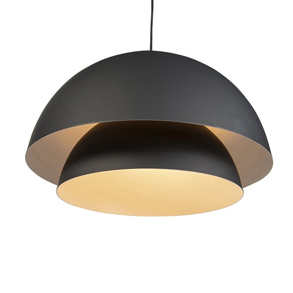 Hängelampe mit zwei halbkugelförmigen Schirmen