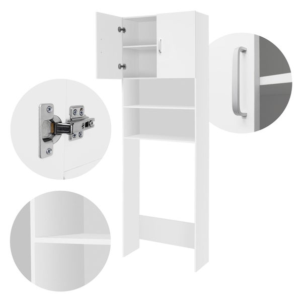 ECD Germany Waschmaschinenschrank 190 x 63 cm mit 2 Türen Weiß Badezimmerschrank für Waschmaschine Trockner - Hochschrank Badmöbel Badregal Badschrank Umbauschrank Überbau Waschmaschinenüberbau