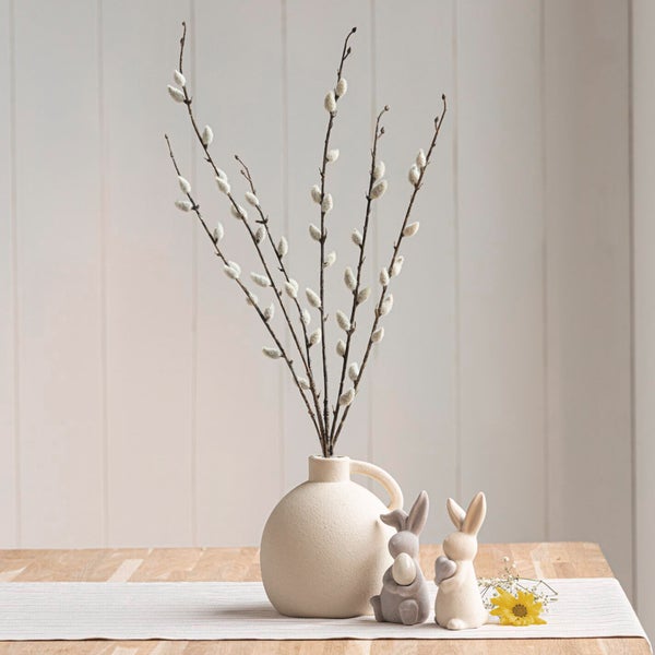 FRANK FLECHTWAREN|Dekozweig Weidenkätzchen, 2er Set, 77 cm, KUNSTSTOFF, METALL