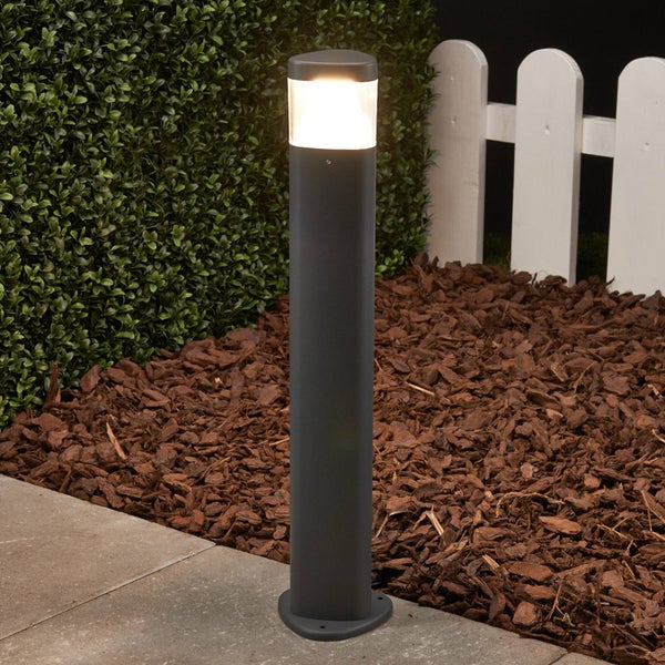 Lucande LED Außenleuchte Milou (spritzwassergeschützt (Modern) in Schwarz aus Aluminium (1 flammig, ) - Wegeleuchte Pollerleuchte Wegelampe Sockelleuchte