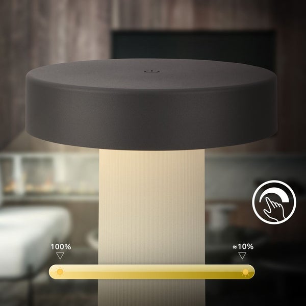 Moderne Tischleuchte mit stufenloser Dimmfunktion von 100 bis circa 10 Prozent und Touch-Bedienung.