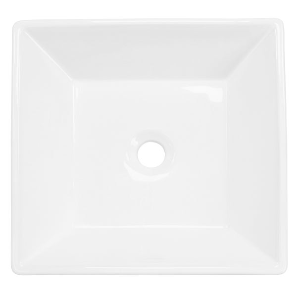 ML-Design Waschbecken aus Keramik in Weiß 41x41x12 cm Eckig inkl. Ablaufgarnitur, Moderne Aufsatzwaschbecken, Design Waschtisch Aufsatz-Waschschale Waschplatz Handwaschbecken, für Badezimmer/Gäste-WC