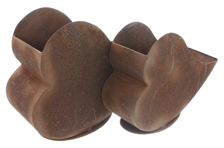 FRANK FLECHTWAREN|Pflanzer Herzen, 2er Set, 26 x 8 x 19 cm, 29 x 11 x 22 cm, METALL