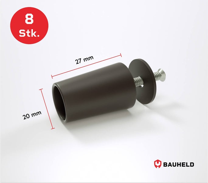 Acht Möbelgleiter mit den Maßen 20 mal 27 Millimeter