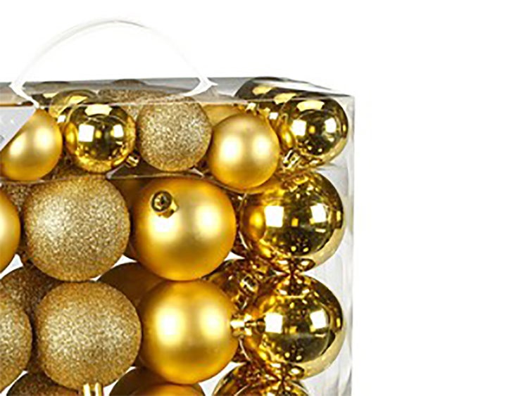 LAALU Satz von 44 Stück Ornamenten: runde Goldmischung 4 und 6 cm