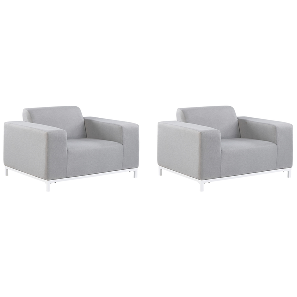 Gartensessel 2er Set ROVIGO Stoff Hellgrau