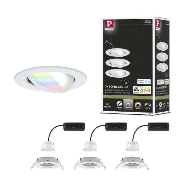 LED Einbauleuchte Nova Coin rund 84 mm 50° RGBW+ 3x6W 3x500lm 230V Weiß matt Aluminium