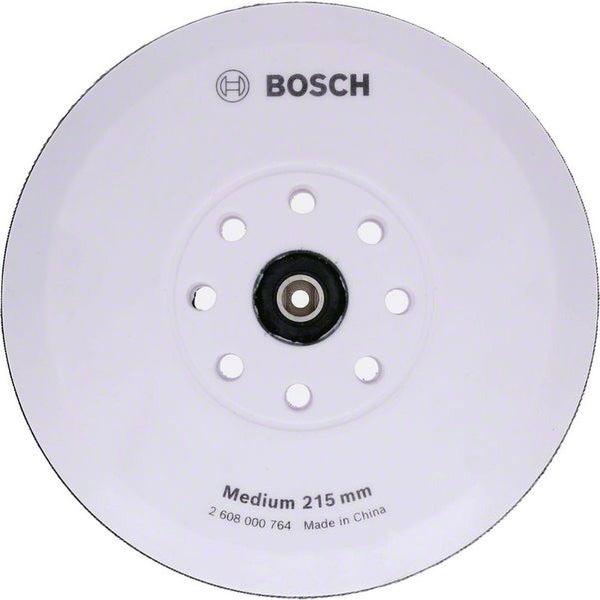 Bosch Logo Schleifteller mit mittlerem Härtegrad und einem Durchmesser von 215 mm.