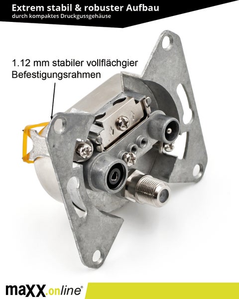 3loch SAT-Dose 0,5–2400 MHz, unicable tauglich, Enddose, Antennendose, Aufputz & Unterputz, DC Pass, Class A, DVB-C, DVB-S/S2, DVB-T/T2
