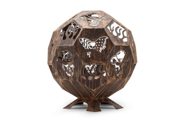 The Favilla LUNA Feuerstelle Cortenstahl – Design Feuerschale aus wetterfestem Stahl – 100x100x110 cm – moderne Feuerstelle für Garten & Terrasse – inkl. Abdeckhaube – kein Aufbau nötig – 75 kg