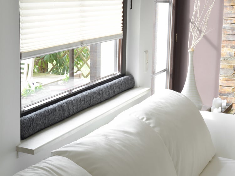 Zugluftstopper 120cm Fenster Schurwolle Türstopper Zugluftstop Anthrazit