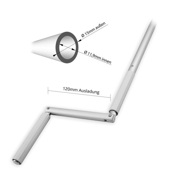 Geiger Kurbelstange | für 11,9 mm Zapfen | Aluminium | 900 mm Länge | silber natur eloxiert