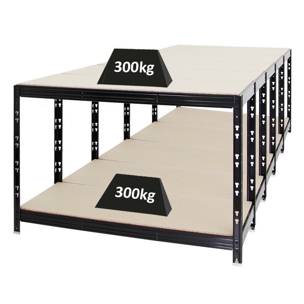 PROREGAL Mega Deal 5x Werkbank Tiger HxBxT 90 x 140 x 60 cm Fachlast 300 kg Schwarz