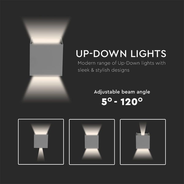 Moderne Up-Down-Leuchten mit einstellbarem Abstrahlwinkel von 5 bis 120 Grad