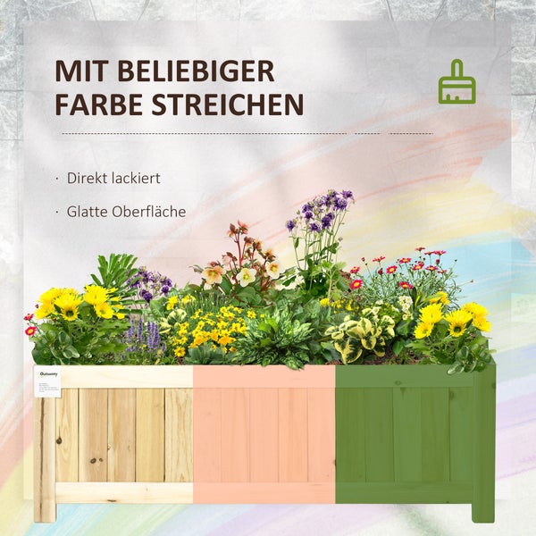 Outsunny Hochbeet, Klappbarer Pflanzkasten, Blumenkasten, Gemüsebeet für Garten, Terrasse und Balkon, aus Tannenholz, Natur, 70 x 30 x 25 cm