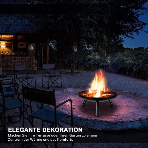 Feuerschale aus Stahl mit drei Beinen sowie TÜV Süd und GS Siegel für geprüfte Sicherheit