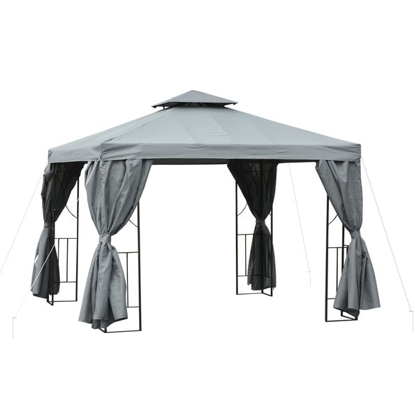Outsunny Pavillon, Gartenpavillon, 295L x 295B x 265H cm, Metall,Polyester, Dunkelgrau